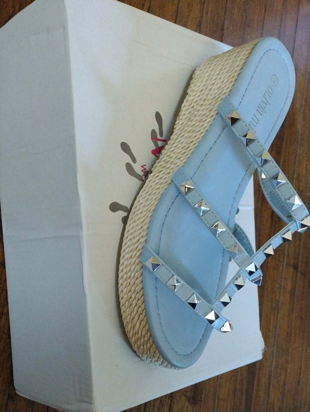 Olivia Miller Light Blue Studded Platform Sandals